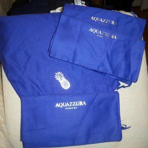 Lot of 4 Aquazzura Dust Bags 12x15  Blue /Gold Logo